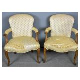 Pair of Georgian style walnut open armchairs