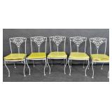 5 Salterini style painted metal outdoor chairs