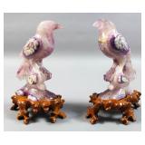 Pair of Southeast  Asian carved hardstone birds