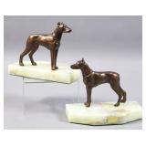 Pair of patinated metal bookends