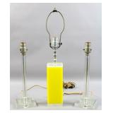 Group of acrylic and glass table lamps