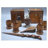 Group of wood table articles