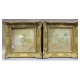 Pair of needlework panels