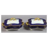 Pair of Haviland Limoges cobalt porcelain dishes