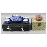 Chinese blue and white tea set;