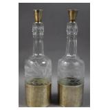 Pair of American sterling silver mounted decanters