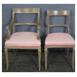 Regency style painted armchair and side chair