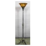 Faux tortoise shell and painted metal floor lamp