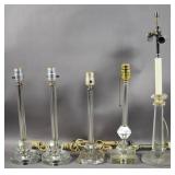 Group of crystal columnar table lamps