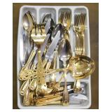 Set of gold-tone flatware