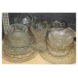 Group of clear glass serving pieces