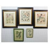 Group of 5 botanical prints
