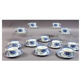 Arabia blue and white ceramic teacups and saucers