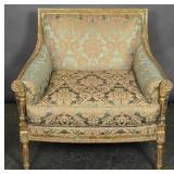 Louis XVI style gilt wood and upholstered chair
