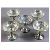 Set of 5 silver champagne coupes