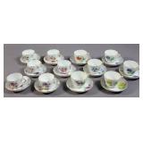 Meissen porcelain demitasse tea cups and saucers;