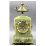 Gilt metal mounted green onyx mantel clock