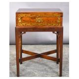 Continental rosewood & brass inlaid box on stand