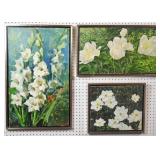 3 floral paintings