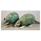 Pair of porcelain armadillo figures