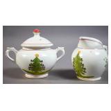 Quimper pottery creamer and lidded sugar