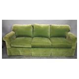 Green silk velvet upholstered sofa