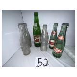 Variety of glass soda bottles
