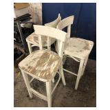 Three High Top White Chairs Stools