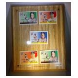 plaque with 5 Mickey Mantle baseball cards