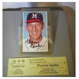 Warren Spahn autographed card with event ticket