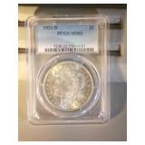 1921 D PCGS MS62 Morgan Silver Dollar