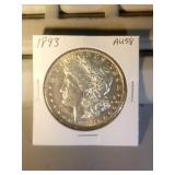 1893 Morgan Silver dollar AU58