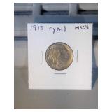 1913 Type 1 Buffalo nickel MS63