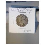 1916 D Barber Quarter VG