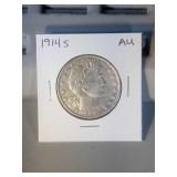 1914 S Barber half AU