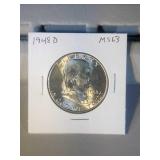 1948 D Franklin half MS63