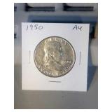 1950 Franklin half AU