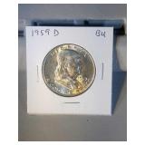 1959 D Franklin half BU