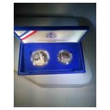 1986 Proof 2 Pc Statue of Liberty silver dollar/