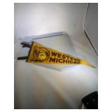1950 Western Michigan pennant and pin 18 inches
