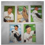 five 1952 Bowman Baseball cards