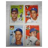 four 1954 Topps baseball cards