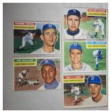 five 1955 Topps Baseball Brooklyn Dodgers cards
