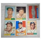 six 1961 Topps Baseball cards-Milwaukee Braves