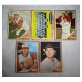 five 1961 Topps Baseball cards