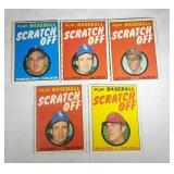 five 1970 Topps Baseball Scratch Off cards