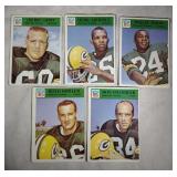 five 1966 Green Bay Packers football cards