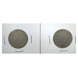 1897 & 1898 Liberty Nickel coins