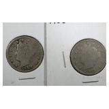 two 1903 Liberty Nickel coins