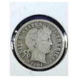1901 O Barber Dime coin